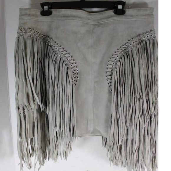 WONDERWEST SUEDE FRINGE MINI SKIRT - Picture 2 of 8